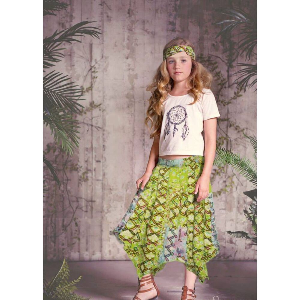Jak & Peppar Girls Top 10 12 14 16 cream gray dream catcher cropped t-shirt boho - Picture 5 of 8